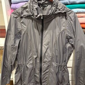 Athleta Gray Hooded Utility Windbreaker Jacket